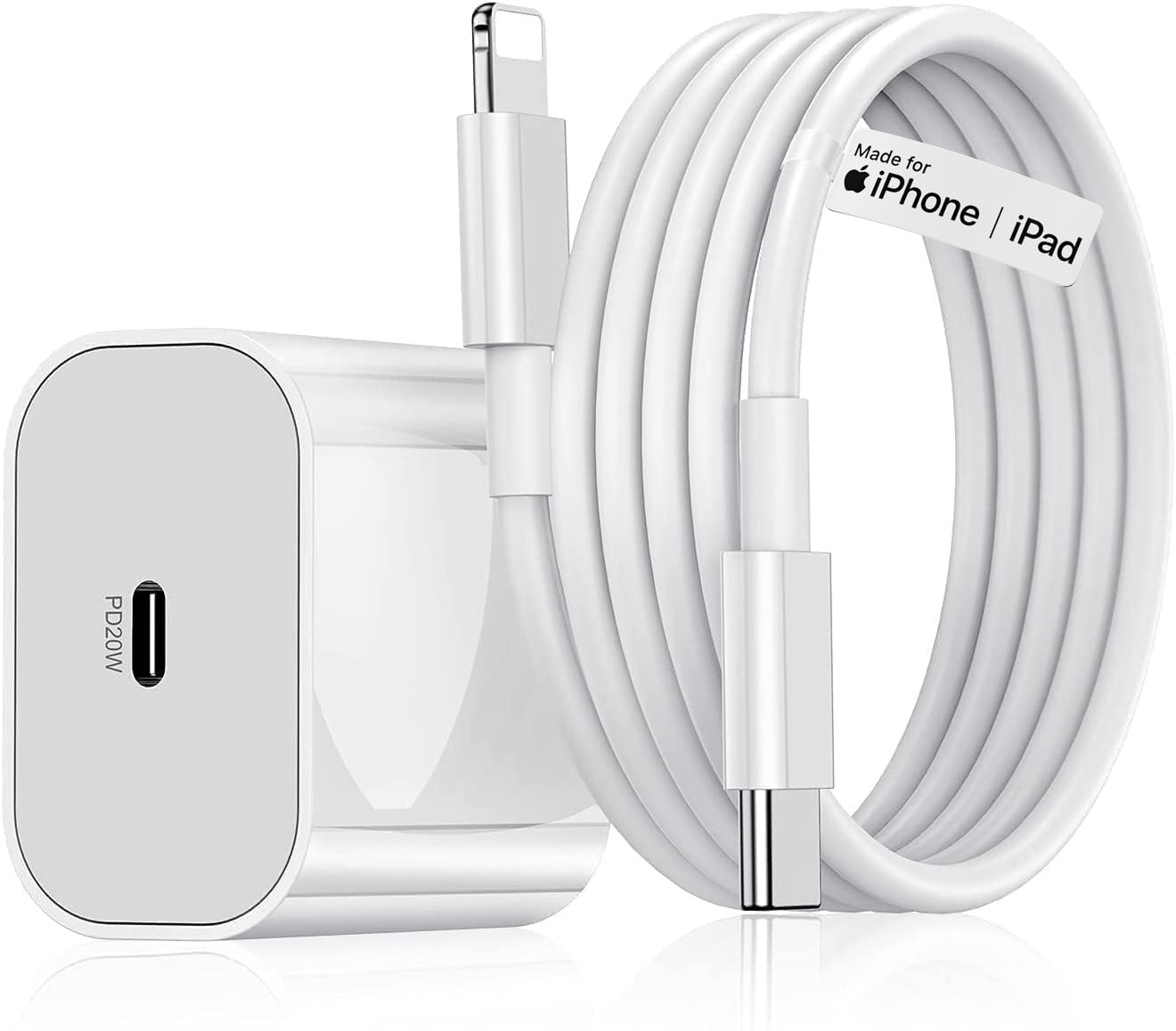20W Original (MFi-Certified with 2 Years Extended Warranty) Fast Charger&Cable Compatible with iPhone