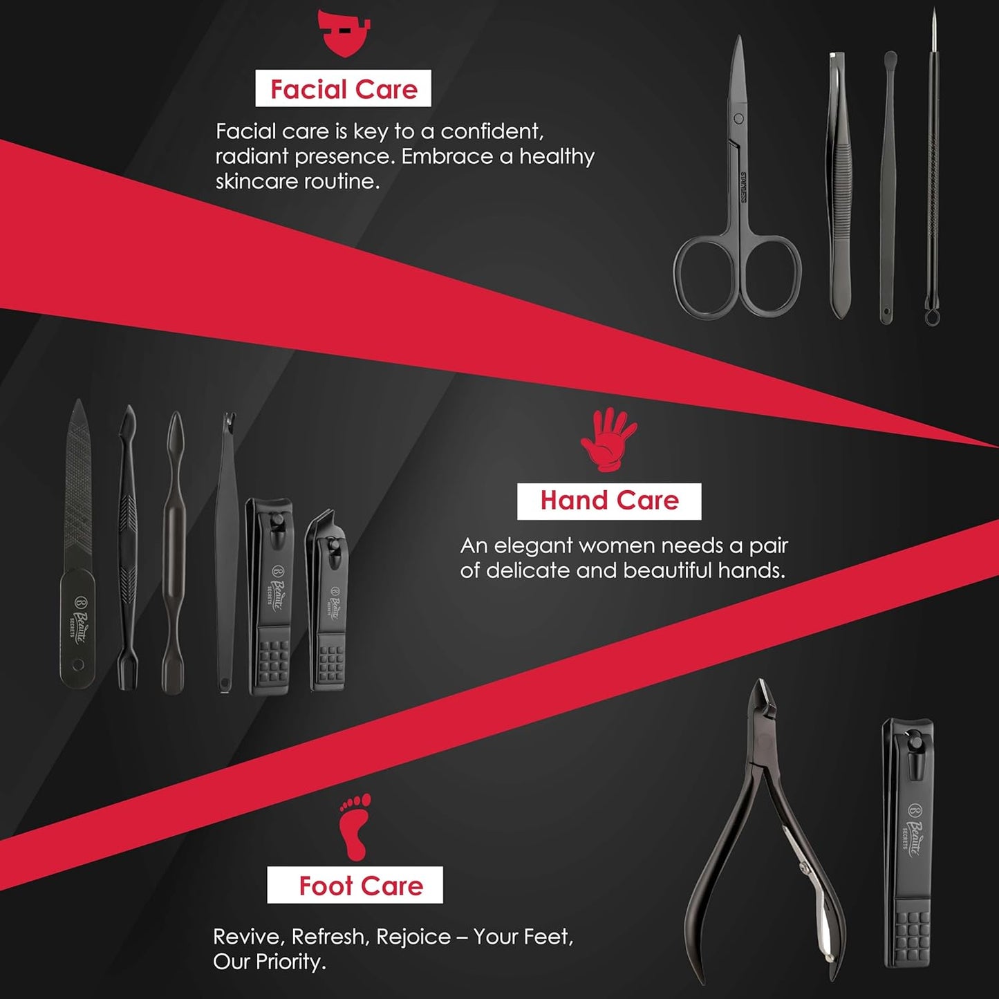 Essentials Manicure Set Nail Clippers, Stainless Steel Nail Scissors Grooming Kit