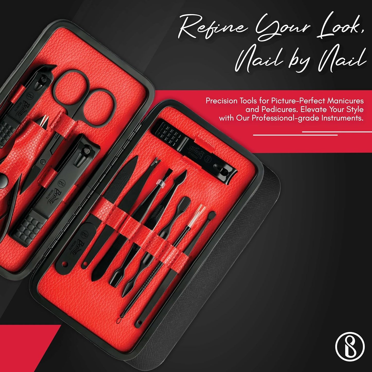Essentials Manicure Set Nail Clippers, Stainless Steel Nail Scissors Grooming Kit