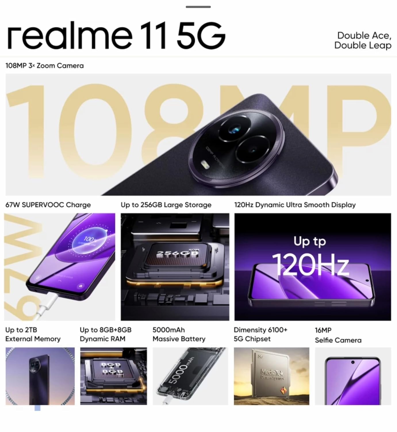 realme 11 5G (Glory Black, 8 GB RAM, 256 GB Storage)
